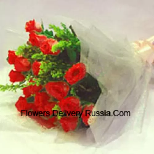 Bunch Of 11 Red Roses With Fillers